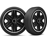 Moltico Enjoliveur - Set de 4 Universel Enjoliveurs - Adapté à Toutes Roues en Acier - Enjoliveurs pour Auto - Anneau de Sécurité Réglable - 15 Pouces - Noir