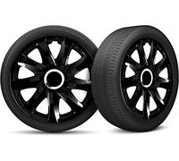 Moltico Enjoliveur - Set de 4 Universel Enjoliveurs - Adapté à Toutes Roues en Acier - Enjoliveurs pour Auto - Anneau de Sécurité Réglable - 16 Pouces - Noir