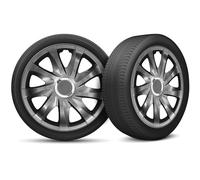 Moltico Enjoliveur - Set de 4 Universel Enjoliveurs - Adapté à Toutes Roues en Acier - Enjoliveurs pour Auto - Anneau de Sécurité Réglable - 16 Pouces - Graphite
