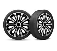 Moltico Enjoliveur - Set de 4 Universel Enjoliveurs - Adapté à Toutes Roues en Acier - Enjoliveurs pour Auto - Anneau de Sécurité Réglable - 15 Pouces - Argent-Noir