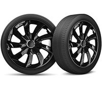 Moltico Enjoliveur - Set de 4 Universel Enjoliveurs - Adapté à Toutes Roues en Acier - Enjoliveurs pour Auto - Anneau de Sécurité Réglable - 17 Pouces - Noir