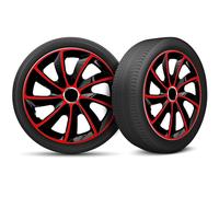 Moltico Enjoliveur - Set de 4 Universel Enjoliveurs - Adapté à Toutes Roues en Acier - Enjoliveurs pour Auto - Anneau de Sécurité Réglable - 17 Pouces - Rouge-Noir