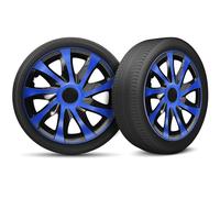 Moltico Enjoliveur - Set de 4 Universel Enjoliveurs - Adapté à Toutes Roues en Acier - Enjoliveurs pour Auto - Anneau de Sécurité Réglable - 13 Pouces - Bleu-Noir