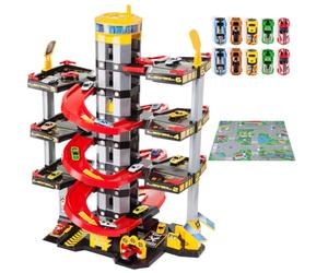 MOLTO | 7-Storey Enfance Parking avec Garage, rampes, buanderie, Ascenseur, Station-Service et Zone ennuyeuse | Comprend 10 Voitures + accès | Toys éducatifs pour Enfants | + 3 Ans