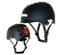 MOLTO| Casque avec lumière Avant et arrière LED pour Adultes | Idéal pour trottinettes électriques, vélos, Scooter ou Skateboard | Résistant et Durable | Fonctionne avec des Batteries Rechargeables