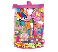Molto - Jeu de construction 80 pièces - Sac rose - Jouet en plastique - Instructions en espagnol et anglais