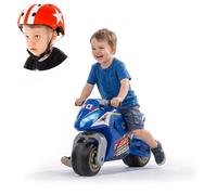 MOLTO - Moto à pédales Bleue de Course + Casque, Design de Course pour garçons et Filles, légère, Stable et Confortable, Jouet sûr pour l'intérieur et l'extérieur, à partir de 18 Mois