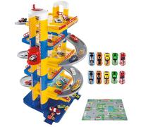 MOLTO | Parking 6 etages pour Enfants avec Garage, rampes, buanderie, Ascenseur, Station-Service et Zone grasse | Comprend 10 Voitures et tapisseries | Jouets éducatifs pour Enfants | + 3 Ans