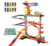 Molto Parking de jouet Downtown avec 2 étages et 1 looping + 10 voitures et Tapis de Jeu