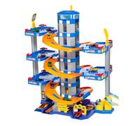 MOLTO | Parking jouet 6 étages bleu - Garage pour enfants avec rampes, ascenseur et 10 voitures - Jeu d'imagination et de mobilité pour enfants à partir de 3 ans