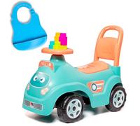 MOLTÓ | Porteur RIBLIE GO Bleu avec 10 Blocs + Bavoir en Silicone | Trotteur et Porteur 2 en 1 pour bébés | Stimule la motricité et l'autonomie | De 10 à 36 Mois