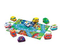 Molto Tapis Doux Ville Et Amusement Avec 9 Véhicules En Tissu Se Transforme En Valise