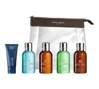 Molton-Brown Soin-pour-hommes Soin-du-corpsMens' Carry-On Balancing Face Wash African Wood 30 ml + Bath & Shower Gel Coastal Cypress 100 ml + Bath & Shower Gel Black Pepper 100 ml + Bath & Shower Gel