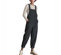MOLUCI Salopette Décontractée en Velours Côtelé pour Femmes Couleur Unie Pantalon Fuselé Combinaison avec Poches,Gris,S
