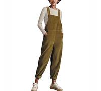 MOLUCI Salopette Décontractée en Velours Côtelé pour Femmes Couleur Unie Pantalon Fuselé Combinaison avec Poches,Khaki green,S