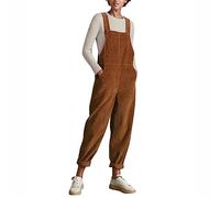 MOLUCI Salopette Décontractée en Velours Côtelé pour Femmes Couleur Unie Pantalon Fuselé Combinaison avec Poches,Marron,M