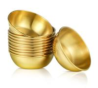 MOLUCKFU 10 pièces Petites Assiettes Acier Inoxydable Doré pour Sauce et Épices Plateau de Service Rond Résistant Chaleur pour Tapas et Condiments