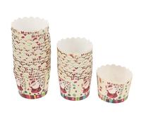 MOLUCKFU 100 Pièces Lot de Caissettes Cupcake de Noël Jetables Liners Muffins Pratiques Papier Cuisson Résistant Chaleur Couleurs Aléatoires pour Pâtisserie Festive