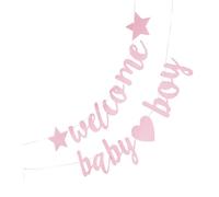 MOLUCKFU 2 Bannières Pailletées pour Shower Fille - Kit Décoration Fête Naissance et Révélation du - Bannière Bienvenue Rose Scintillante 2 Pièces pour Célébration Bébé