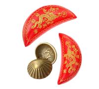 MOLUCKFU 2 paires Coupes de Divination Taoïstes Yin Yang Bois et Métal Robustes et Chic Fournitures Bouddhistes pour Rituels et Ornements Sacrés