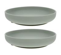 MOLUCKFU 2 Pièces Assiette à Ventouse Antidéversement Silicone pour Seniors et Personnes Handicapées Vaisselle Légère et Facile à Nettoyer Lot de Plaques Vert Gris Adaptée Aux Repas