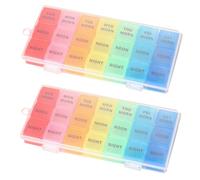 MOLUCKFU 2 pièces Boîte de Rangement Pilules Compartiments Colorés Portable pour Médicaments Pilulier Quotidien Compact et Léger Organisateur Pratique pour Patients et Voyages