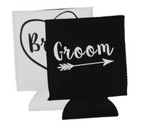 MOLUCKFU 2 pièces Manchons pour Canettes de Mariage Néoprène Écrins pour Canettes de Soda Bière pour Couple Designs Marié