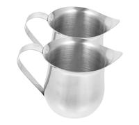 MOLUCKFU 2 pièces Pichet à Lait Inox Portable avec Bec Précis pour Café Expresso Crémier Petit Pot Mousse Lait Antirouille pour Camping et Usage Domestique