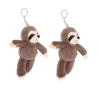 MOLUCKFU 2 Pièces Porte-clés Peluche Paresseux Porte-clés Animal Mignon Léger Accessoire Sac à Dos et Trousse pour Adultes Cadeau Naissance Garçon