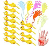 MOLUCKFU 24 pièces Set de Jouets Amusants Poulets Extensibles et Mains Collantes Jouets de Farce Flexibles et Ludiques pour Fête Anniversaire Garçon Fille