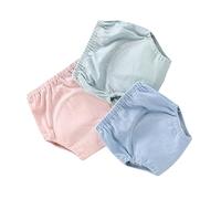 MOLUCKFU 3 pièces Culottes d'apprentissage garçon Fille Couches Imperméables Réutilisables sous-vêtements Absorbants Mixtes Coton Respirant pour Garçons et Filles