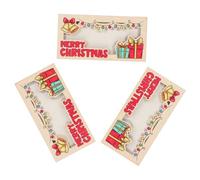 MOLUCKFU 3 pièces Porte-Cartes de Noël Bois Lot de Porte-Monnaie Compacts Organisateurs de Cartes et Billets pour Fêtes Cadeaux Souvenirs Festifs