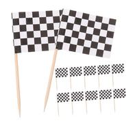 MOLUCKFU 360 pièces Drapeaux Cure-dents Carrés Décoration Gâteau Course Mini Drapeaux Papier et Bois pour Fêtes Thème Voitures Buffet
