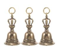 MOLUCKFU 3pcs Cloches Décoratives Vintage en Laiton Or, Pendentifs Porte-clés Résistants, pour Bricolage Créatif et Décoration de Noël