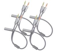 MOLUCKFU 4 pièces Câble Répartiteur Casque Mâle vers Femelle Tressé Y Splitter Audio Stéréo pour Ordinateur Smartphone avec Double Connecteur Casque Micro