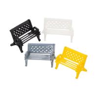 MOLUCKFU 4 pièces Miniature Banc de Parc Décoratif Mobilier de Jardin Miniature Coloré Blanc Jaune Noir Gris Modèle de Chaise Ornement pour Maison de Poupée et Décoration de Bureau