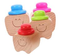 MOLUCKFU 4pièces Boîte à Dents De Lait Conteneurs Bois Pour Souvenirs Garçon Fille Coffrets De Rangement Colorés Accessoire Mémorable Pour Garçon Fille Et Garçon Fille