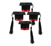 MOLUCKFU 4pièces Mini Chapeaux De Graduation Décoratifs pour Bouteilles De Vin Accessoires De Fête De Remise De Diplômes Décor Élégant pour Bouquets Et Événements Spéciaux