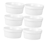 MOLUCKFU 6 pièces Lot de Ramequins Porcelaine Bols à Dessert Multifonctions pour Cuisson Au Four Tasses à Pudding et Muffins Accessoires de Pâtisserie Faciles à Nettoyer