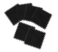 MOLUCKFU 6 pièces Tapis de Sol Mousse EVA Peluche Coussin Puzzle Portable Antidérapant pour Maison Bureau Tatami Noir