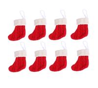 MOLUCKFU 8 Pièces Chaussettes Porte-couverts de Noël Rouges Tricot Décoratif pour Table Festive Housses Porte-vaisselle pour Couverts Accessoires de Décoration de Fête