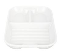 MOLUCKFU Assiette Compartimentée en Céramique Grise et Blanche 3 Compartiments Plateau Repas Rectangulaire Poignées pour et Repas à Domicile Vaisselle Multifonctionnelle Solide