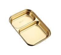 MOLUCKFU Assiette de Service en Acier Inoxydable Deux Compartiments, Plateau Traiteur Pratique pour Banquets et Repas, Vaisselle Solide et Élégante pour Garçon et Filles