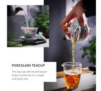 MOLUCKFU Bol à Thé en Céramique Couvercle Motif Floral et Oiseau Tasse à Thé Rétro Compact et Portable Oolong Accessoire Maison et Bureau Présent Amateur
