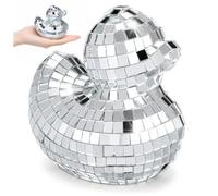 MOLUCKFU Boule à Facettes Disco Canard Miroir Argenté en Verre, Figurine | Décoration de Bureau, Forme Canard, Effet Réfléchissant, pour Noël et Anniversaires