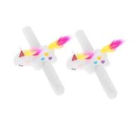 MOLUCKFU Bracelets à Claquer Peluche Licorne pour Garçon et Filles, Lot de 2, Ajustables, en Coton Pp, Accessoires de Fête pour Anniversaires et Paquet Surprises Couleur Aléatoire
