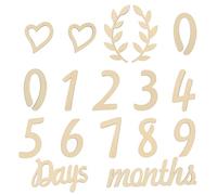 MOLUCKFU Cartes en Bois Étapes pour -Né 17 Pièces Chiffres 0-9 et Mots Jours Mois Années Accessoires Photo pour Bébé Décoration Anniversaire Première Année Éducatif Motricité Fine