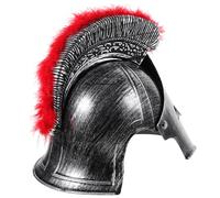 MOLUCKFU Casque de Soldat Romain Argenté en Plastique Rigide, Chapeau de Cosplay pour Adulte, Accessoire de Costume de Fête Viking et Guerrier, pour Halloween, Carnaval et Théâtre