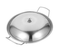 MOLUCKFU Casserole Inox Double Oreilles avec Couvercle Capacité Importante Anti-éclaboussures pour Cuisine Maison et Restaurant Cuisson Nouilles Ramen Soupe Pasta