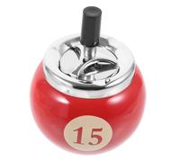 MOLUCKFU Cendrier Rotatif en Fer Petit Format, à Extinction Automatique, Coupe-vent, Design Boule de Billard Rouge N°15, Cendrier Portable pour Intérieur et Bureau
